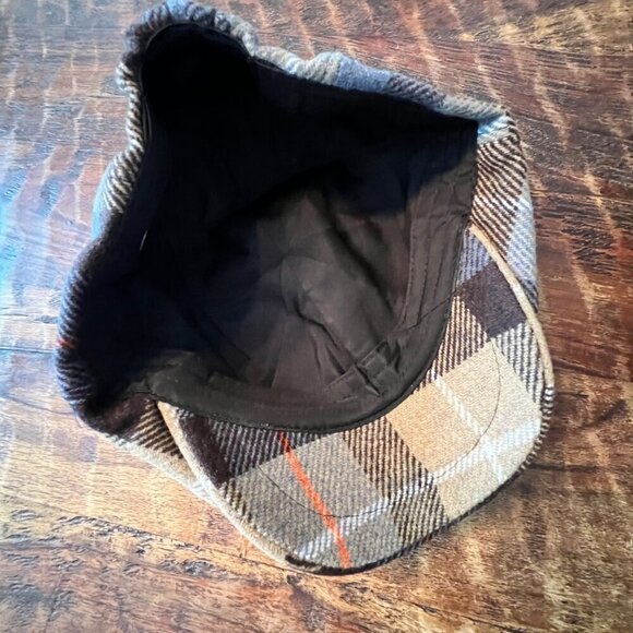 Wool Retro Plaid Button Top Brimmed Cap S/M - Picture 4 of 6